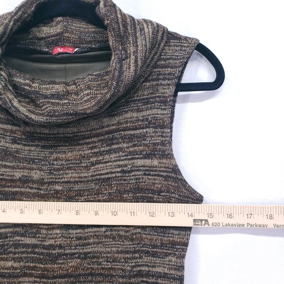 Ruby Rox Women Brown Marl Striped Cowl Neck Sleeveless Mid Dress Size M - Picture 5 of 16